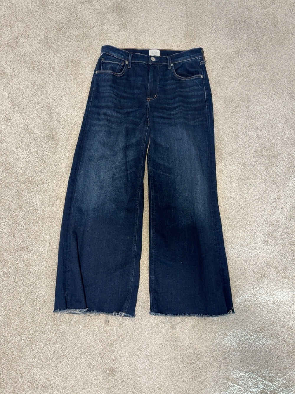 Citizens of Humanity Lyra High Rise Wide Leg Raw Hem Jeans Dark Wash - Size 29